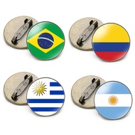 South America National Flag Pin Brazil Colombia Chile Argentina Paraguay Uruguay Peru Ecuador Venezu
