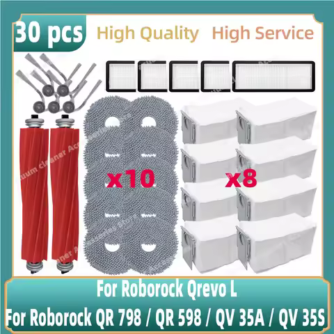 Compatible For ( Roborock QR 798 / QR 598 / QV 35A / QV 35S / Qrevo L ) Parts Main Side Brush Hepa F