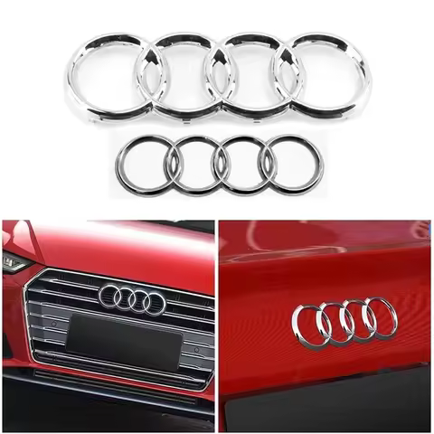 For Audi A3 A4 A5 A6 A7 Q2 Q3 Q5 Q8 TT ABS Black Hood Front Bonnet Grill Rear Trunk Emblem Logo Badg