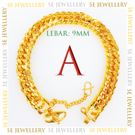 Free Cop 916 (B252GP) Emas Bangkok Adult Bracelet Curb Bangle Chain Gelang/ RantaiTangan Dewasa Bens
