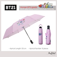 Korean BTS goods / Gold Red Fancy BT21 Jelly Candy 3-Level Automatic Umbrella / Korea BTS Goods