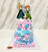kue ulang tahun butter cookies icing fondant frozen 2 tingkat cake
