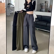 KATUN HW CI007 CARGO PANTS CARGO PANTS korean style culottesWanita loose wide leg straight casual tr