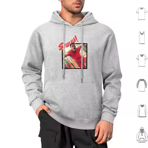 Siuuu! Hoodie Cotton Long Sleeve Goal Celebration Siiii Ronaldo Pose Soccer Legend Iconic Celebratio