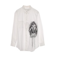 【二手】山本耀司 POUR HOMME 男士印花刺繡長袖純棉襯衫 (HG-Y65-503) - 二手 A