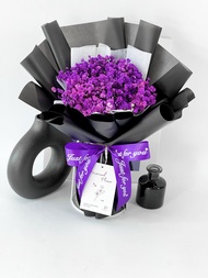 Delightful Dusk M SIZE Preserved Baby Breath Bouquet Trendy Colourful Flower Bouquet Gift for Birthd