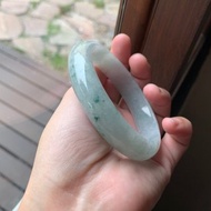 丨新芽丨糯種淡綠飄花翡翠手鐲 圈口63.2 緬甸玉A貨