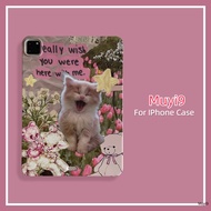 INS Creative Flowering Shrubs Cartoon Funny Cute Cat For IPad10.2/iPad12.9 Shell Ipad10th Cover Mini4/5 Case Ipad Air2 Soft Cover Air5 10.9 Anti-fall Case Pro11 Cover Ipad5th Shell