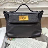 Hermes迷你2424黑金 touch拼蜥蜴皮 B刻