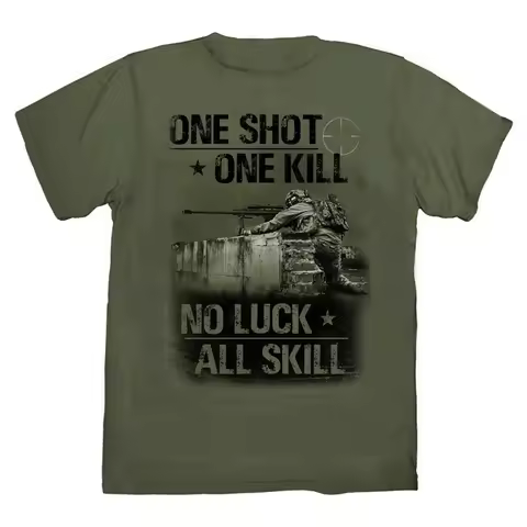 One Shot One Kill. Marine Soldier Sniper T-Shirt. Summer Cotton Short Sleeve O-Neck Mens T Shirt New