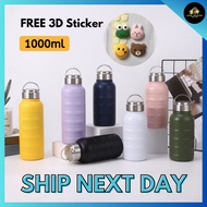 【READY】1000ml Water Bottle Botol Air Tyeso Design Stainless Steel Tumbler Insulated Vacuum Flask Cat