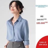 Women's Silk Shirt with Button Mark Design Effective Concealer V1, German Collar Loose Form Long Sle