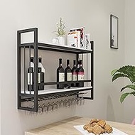 Wall Mounted Wine Rack With White Wooden Board ，Black Upside Down Goblets Glass Stemware Racks,Wine Bottle Storage Shelf Iron Display Shelves for Bar Kitchen (Size : 80x20x61cm) The New Fashionable