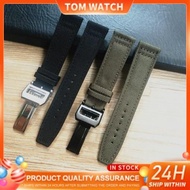 ∈✁ Merjust 20mm 21mm 22mm green black nylon leather watch strap canvas watch band for IWC Portugieser chronogra Mark bracel