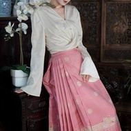 靈犀 粉色復古馬面裙 古風成人漢服 新中式國風半身裙子