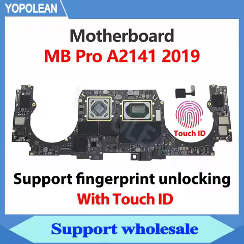 Original A2141 Motherboard for MacBook Pro Retina 16" A2141 Logic Board i7 i9 16GB 32GB 512GB 1TB Wi