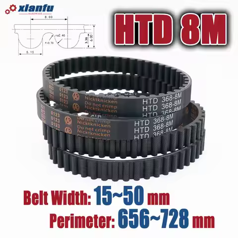 HTD 8M Rubber Timing Belt Perimeter 656 664 672 680 688 696 704 712 720 728mm Width 10~50mm HTD8M Dr