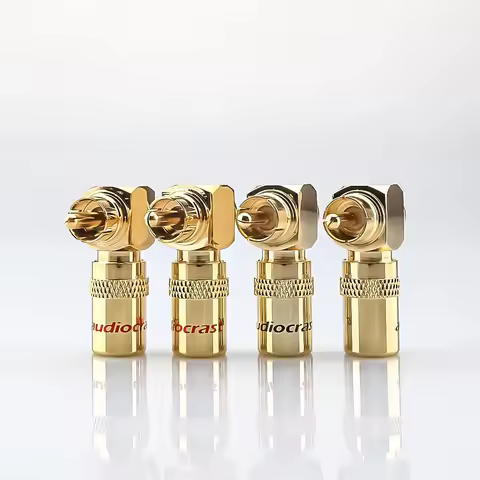 4PCS 24K Gold Plated 90 Degree Right Angle Speaker RCA Plugs Audio Jack Connectors for HiFi Audio