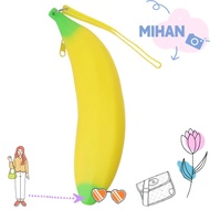 MIHAN Banana Zero Wallet, Silicone Banana Shape Silicone Pen Bag, Multipurpose Yellow 2.36*7.87 Inch