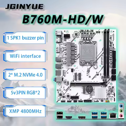 JGINYUE B760M HD-W Motherboard M-ATX ARGB LGA1700 Support Core 12100F/12400F/13400F/13490F Dual Chan