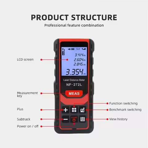 Noyafa NF-272L Laser Distance Meter 60M 80M 100M Red Laser level Range Finder Tape Rangefinder Measu