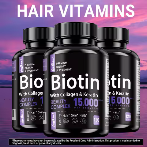 Biotin Supplements - with Collagen, keratin - Supports Hair, Nails, Skin Health, Antioxidant - 120 C