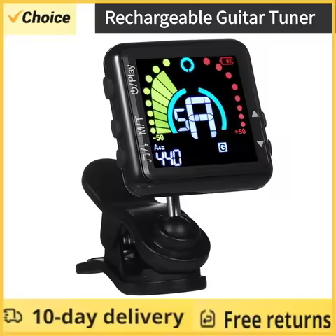 Guitar Tuner Rechargeable Tuner Clip On LED Color Display Professional Electric Guitar Tuner & Metro