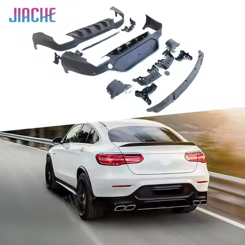 PP Rear Diffuser with Exhaust Tips for Mercedes Benz GLC C253 GLC300 GLC43 Coupe GLC63S 2017-2019 Ca