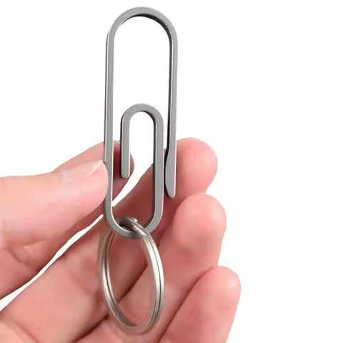 CNC made Unique creative design biker TC4 Ti titanium Oval paper clip U hook clip Carabiner Keychain