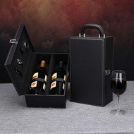 2-Compartment Wine Bottle Storage Box + 4-Compartment Opener Soft Touch Leather With 750ml