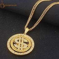 Zyngana Big Rotatable US Dollar Money Sign Pendant Nelace Men Rapper Hip Hop PH