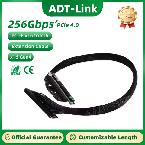 ADT-Link Double Reverse PCIE 4.0 x16 Riser Graphic Card Cable 256Gbps GPU Extension Adapter for A4 I