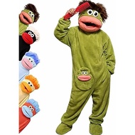 Big Mouth Onesie Silly Onesie Green Plush Monster Onesie Pajamas Soft Fabric Long Sleeves Monster On