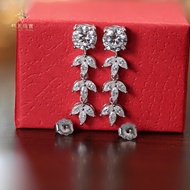 3.8ct All Moissan Gold Branch Jade Leaf Moissanite Earrings Earrings S925 Sterling Silver Thick Plat