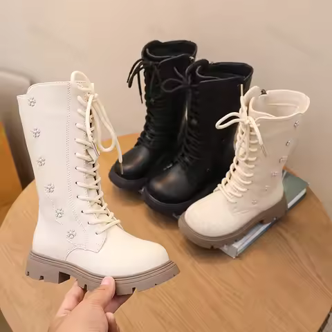 Autumn Children Knee Length Boots New 2025 British Girls Princess Boots Kids Zipper Comfortable Non 