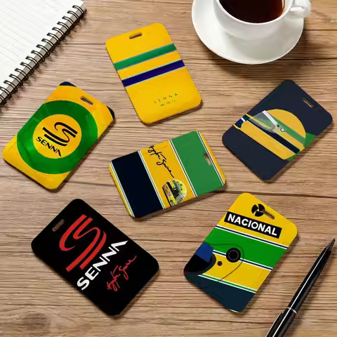 Ayrton Tacing Driver Senna Pocket Credit ID Card Badge Tag Bus Card Holder Pass Case With Neck Strap