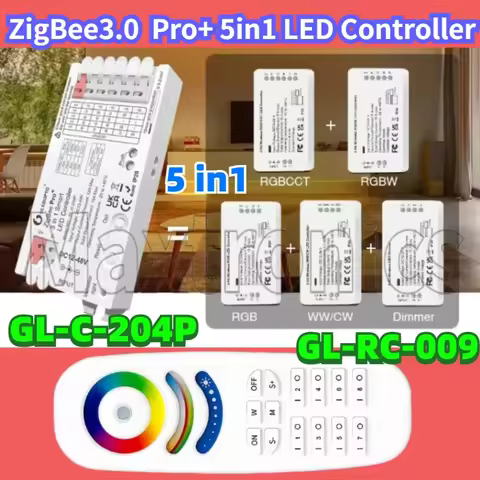 NEW ZigBee3.0 Pro+ 5in1 LED Controller GL-C-204P/GL-RC-009 Alexa Tuya 15A Max PWM Dimming LED Strip 