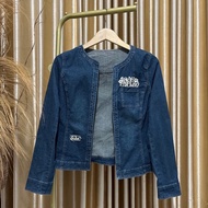 Cardi cardigan vintage outer deep blue jeans Wanita woman women outer outfit summer pre lov pre love