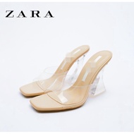 ZARA's spring new transparent plastic shoes wear sexy special-shaped heel sandals for women