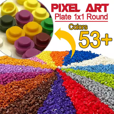 Round Plate 1x1 Building Block Parts Brick Mosaic Maker Toys Pixel Art Remix Painting 53+ Colors Com