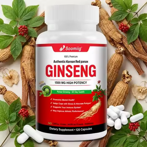 Korean Red Panax Ginseng 1500mg - Energy Supplement for Peak Performance, Focus & Vitality - High Po