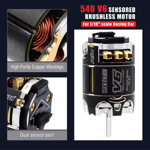 SURPASS HOBBY Rocket RC 540 V6 13.5T 17.5T 21.5T SPEC Sensored Brushless Motor Waterproof 3.175mm fo