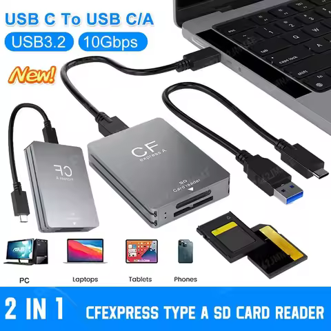 2 in 1 CFexpress Type A SD Card Reader CFexpress Card Adapter Support Android/Windows/Mac OS Portabl
