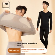 Men's Heat Tech Thermal Underwear Ultra-thin Hyaluronic Acid Moisturizing Long Sleeved Long Pants Be