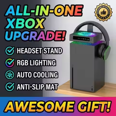 Cooling Fan For Xbox Series X Console With RGB Light Top Dustproof Temperature Control Fan Headphone