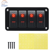 12V/24V 4 Gang Car Boat Waterproof Switch Panel with LED Backlight ON/OFF Rocker Switch