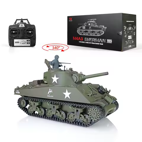 HENG LONG 1/16 TK7.0 M4A3 Sherman RTR Radio Controlled Tank Military Car Toys IR Battle BB Airsoft S