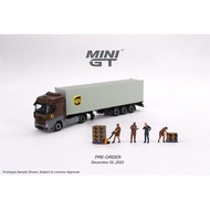 MINI GT 1:64 Actros Trailer w/40 Ft Container 40 UPS truck/Figurine UPS Driver and workers Actros Tr