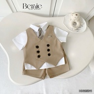 Set vest gile công tử nâu trắng 5CT bé trai thôi nôi sinh nhật đi tiệc 1 đến 7 tuổi BERNIE H0625B11