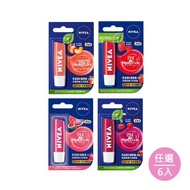 【NIVEA 妮維雅】果漾潤彩蜜唇膏4.8g-6入組 草莓/櫻桃/西瓜/水蜜桃
